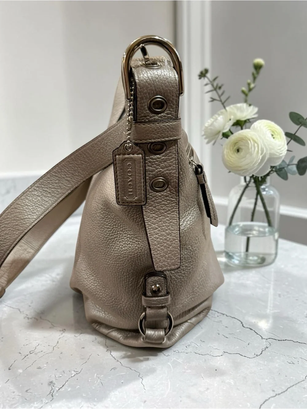 Coach Pebbled Leather Duffle Shoulder Bag NWOT